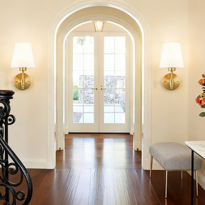 Modern <b>Wall</b> Lamp Copper Body White Shade Touch Control <b>Dimmable</b> <b>Led</b> <b>Wall</b> Mounted Bedroom Living Room <b>Lighting</b> - Product Image 3