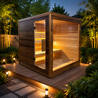 Prix de gros usine – Sauna de luxe en cèdre rouge, cabine carrée en bois pour 4 à 6 personnes, sauna extérieur