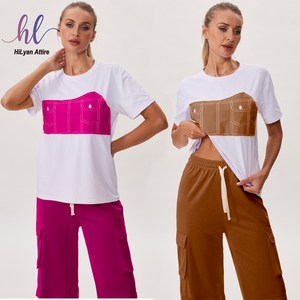 Hot Bán Biểu Tượng Tùy Chỉnh Của Phụ Nữ T-Shirt Phù Hợp Với Phòng Tập Thể Dục Của Phụ Nữ Bộ Đồ Thể Thao Trang Phục Hai Mảnh Thiết Lập Jogger Vải Giản Dị - Product Image 1