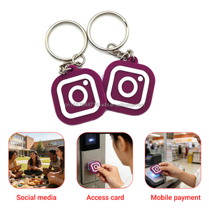 سلسلة مفاتيح سيليكون بتقنية NFC للتحكم في الدخول، تردد 13.56 ميجاهرتز، شريحة Ntag213، مفتاح RFID سيليكون صديق للبيئة ومقاوم للماء، علامة وسائط اجتماعية ثلاثية الأبعاد ناعمة - Product Image 5