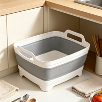 Panier de vidange de cuisine pliable avec poignées, bassine de lavage pliable pour légumes et fruits, passoire multifonctionnelle pour évier