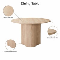 Table à manger ronde moderne de 1200 mm avec plateau en MDF de qualité E2 recouvert de papier métallisé, style nordique, pour le marché des meubles aux États-Unis et au Canada