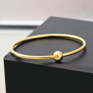 Xinfly Pulsera de Oro Genuino de 18K con Tornillo, Tubo Redondo Pulido, Cuentas Huecas, Brazalete Redondo de Lujo, Joyería - Product Image 4