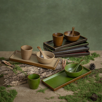 Ensemble de vaisselle jetable écologique en mélamine avec tasses, plateaux, bols et assiettes pour les fêtes et les cadeaux d'affaires
