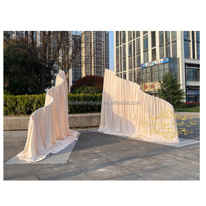 Support de toile de fond en fer pour scène de mariage, avec fond en spandex blanc, décoration ondulée et arche en <span class=keywords><strong>S</strong></span> - Product Image 4