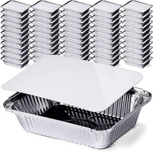 50 Pirottini Per Cupcake In Alluminio Con Coperchi - Monouso, Ideali Per Muffin, Torte E Antipasti - 68x50x39 Mm