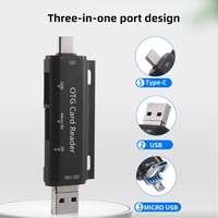 Lecteur de cartes mémoire externe USB-C 3-en-1 en alliage d'aluminium avec ports MMC/SD et USB, adaptateur OTG pour MacBook et PC IUSB Pro