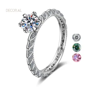 真D色经典工厂批发闪亮宝石派对戒指莫桑石女性结婚戒指