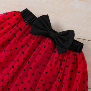 ขายส่งสาวเสื้อผ้าชุด 2024 ฤดูร้อนใหม่กลีบแขนเสื้อยืดด้านบน + กระโปรง Polka Dot แฟชั่นเด็กชุด 2 ชิ้น - Product Image 6