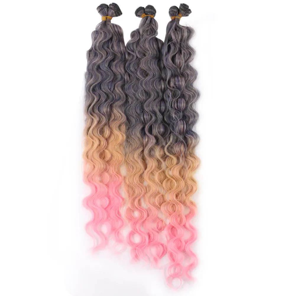 Nieuw Binnen 6 Bundels Weven Hair Extensions Voor Volledig Hoofd Synthetische Haarbundels Body Wave Hittebestendig Diep Krullend Haar