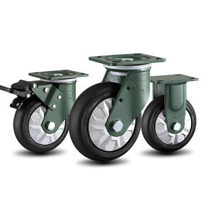 4 "Schwarze Gummi rollen mit festen Lenk rollen aus Mangan stahl - Product Image 1