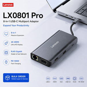 Vente chaude pour Lenovo LX0801 Pro Type-C HDMI VGA TF SD PD 3.5mm Portable 11 en 1 USB-C Macbook Ordinateur Portable Station D'accueil - Product Image 1