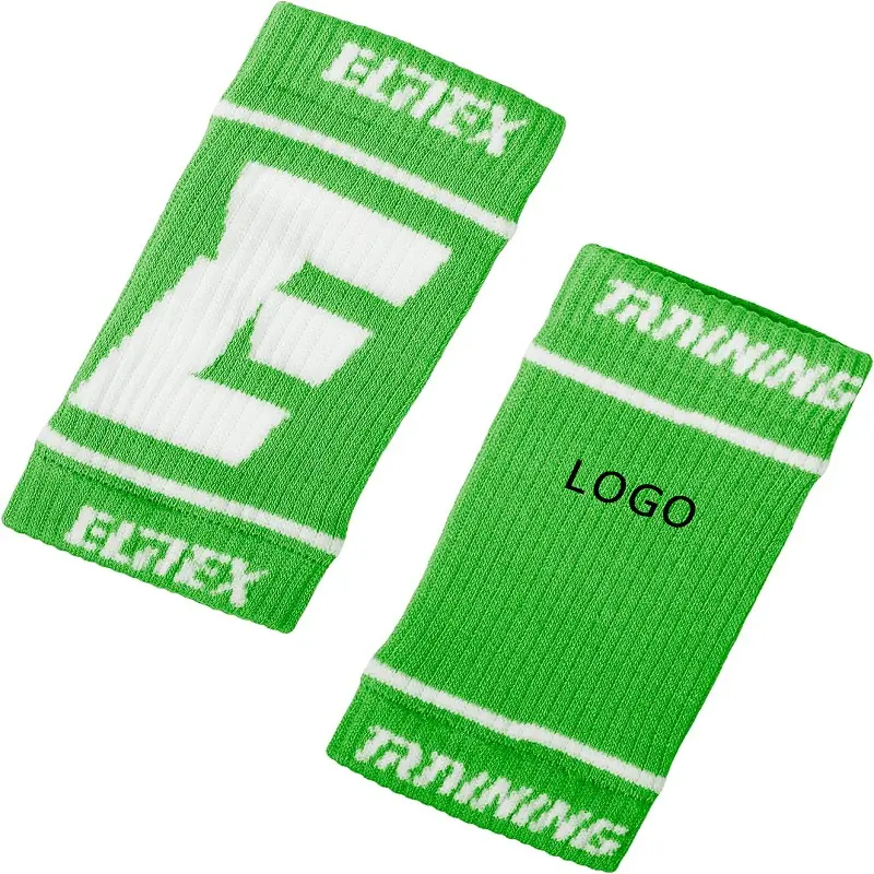 Nuovo Design colore verde brillante Logo personalizzato braccialetti a braccio lungo Sporty Gym Mens Tennis Designer Packing Sweatbands