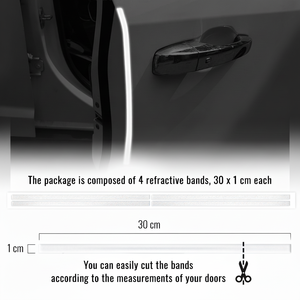 3D adesivo di lusso riflettente per auto strisce personalizzabili Logo bianco dimensioni 1X30 Cm-4 pezzi funzione di avvertimento - Product Image 1