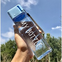 Bouteille d'eau carrée écologique en plastique 450 ml, colorée et chic, pour le sport, avec corde, idéale pour les voyages et le camping