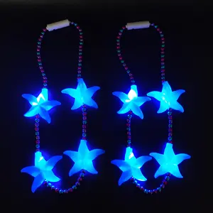 Colar de contas com desenho de estrela do mar personalizado piscando LED colares de contas iluminadas para festa de Carnaval