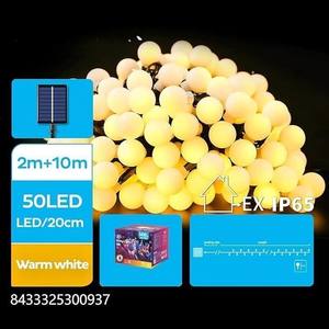 Ghirlanda di luci solari, lampadine bianche calde, 12m totali; ideale per decorazioni esterne e per creare atmosfere accoglienti. - Product Image 1