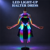 Robe Halter Lumineuse à LED pour Soirée en Boîte de Nuit, Tenue de Service de Bouteilles, Vêtement de Danse Lumineux pour Fête, Bar, KTV, Ambiance Scénique, Spectacle