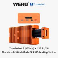 WERO Thunderbolt 5 Dual-Mode E1.S SSD Enclosure JHL9480 PCIe 5.0 80Gbps 122TB Kipas Aktif Bersertifikasi Kabel TB5 12V