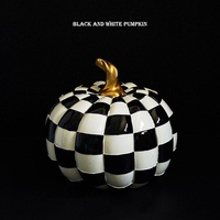 Décoration d'intérieur de style européen sur le thème d'Halloween, en forme de citrouille, à carreaux noirs et blancs, pour usage domestique, cadeaux