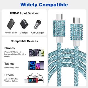 2025 65W ใหม่ล่าสุดออกแบบเพชรคริสตัล Type-C สายชาร์จเร็ว Tipo C datenkabel rhinestones สำหรับ iPhone - Product Image 3