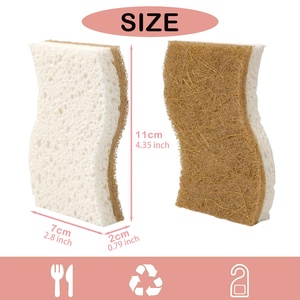 Phân Hủy Sinh Học Tự Nhiên Nhà Bếp Miếng Bọt Biển Ủ Cellulose Và Dừa Óc Chó Chà Sàn Miếng Bọt Biển Sinh Thái Thân Thiện Với Miếng Bọt Biển - Product Image 3