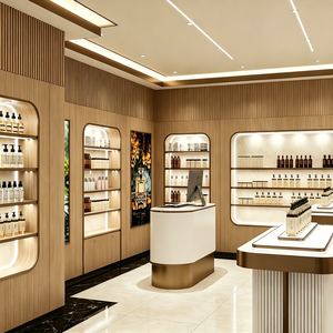 Diseño de Tienda de Perfumes de Lujo para Comercios de Venta de Fragancias |   Chapa de Madera y Acero Inoxidable Dorado y Solución Integral de Equipamiento para Tiendas - Product Image 3