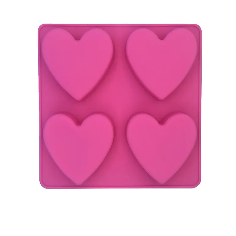 4 Cavity Heart Silicone Cake Mold Chocolate Mold Handmade DIY Soap Mould