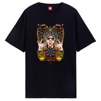 Kaus Asli Road Shanghai Peking Opera Hip Hop 119 Youth All-Cotton O-Neck Cetak Huruf Depan Kasual Uniseks Lengan Pendek