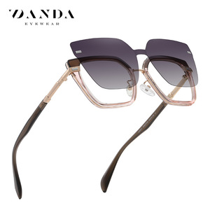 ZANDA <b>Magnetic</b> <b>Clip</b> <b>On</b> <b>Sunglasses</b> For Women Rectangle Polarized UV400 Anti Glare Prescriptive Eyewear CG3201 - Product Image 5