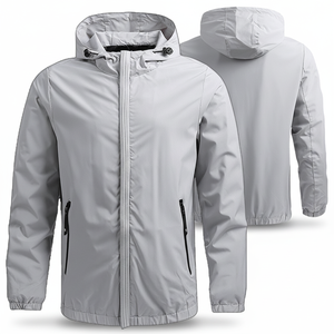 OEM เสื้อแจ็คเก็ตผ้าใบน้ำหนักเบาสำหรับผู้ชายกันน้ำ2025ลำลองคอตั้งเสื้อกันลมแนวสตรีทพร้อมโลโก้ด้านหน้า - Product Image 1