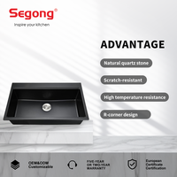 Évier de cuisine en granit à montage supérieur, design simple et fonctionnel, moderne, pour usage domestique, vente en gros uniquement