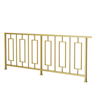 Piezas de escalera Escalera Nuevo diseño Decoración interior Cuadrado <span class=keywords><strong>dorado</strong></span> Balaustre de hierro forjado Barandilla de acero sólido - Product Image 1