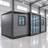 Maison conteneur extensible à double aile, maison modulaire préfabriquée en acier pour cabane de vacances et maison d'hôtes Ray-Zen
