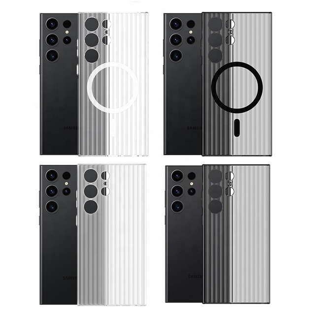 Factory Wholesale Mobile Phone Case Corrugated Magnetic Charger Cover Shockproof Light Weight Case for Samsung Galaxy S24 Plus