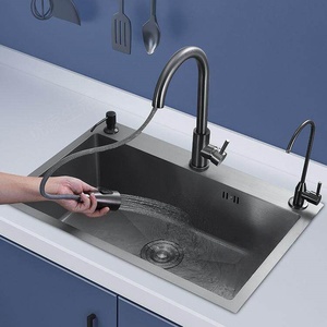 Fregadero de cocina Nano hecho a mano en gris plomo, de gran tamaño, de un solo seno, para empotrar, resistente al aceite - Product Image 1