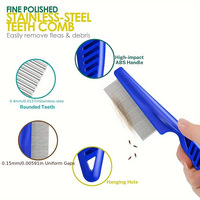Furrivo – Ensemble de 6 peignes de luxe en acier inoxydable à dents fines pour animaux de compagnie (anti-puces et poux) – Outil de toilettage pour chiens et chats – OEM ODM Logo personnalisé