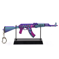 Porte-clés modèle de pistolet jouet en métal en alliage de zinc personnalisé de 18cm de AK-47 Neon Knight