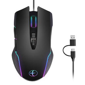 USB/Type-c Wired <strong>Mouse</strong> with RGB Light, Shaking <strong>Mouse</strong> to Prevent Computer Sleep Jiggler <strong>Mouse</strong> for Office, PC and Home Gaming - Product Image 1