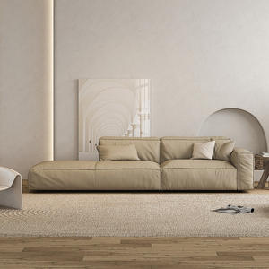 Sofá Modular Minimalista Tipo Chaise Longue para Sala de Estar, Tapizado en Cuero Nappa, Relleno de Espuma en Todos los Lados - Product Image 2