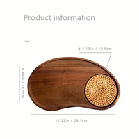 Plateau à noix de cajou en bois d'acacia, planche de service en bois massif avec dessous de verre gravé, cadeau écologique