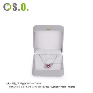 Wholesale Luxury <b>Grey</b> Custom Premium PU Leather <b>Boxes</b> for Necklace Bracelet Ring Earrings <b>Boxes</b> Jewelry Box With Metal Buckle - Product Image 3