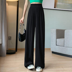 Ice Silk Wide Leg Pants for Women Spring Summer Korean Style High Waist Loose Chiffon <b>Trousers</b> - Product Image 6