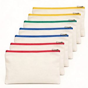 Minimalist Canvas <b>Zip</b> <b>Bag</b> with Custom Label - Sustainable Cotton Travel Organizer for Toiletries, Cosmetics & Stationery - Product Image 4