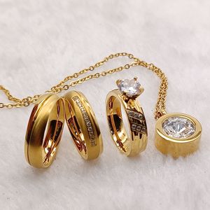 Guangzhou perhiasan Arab Saudi pernyataan cincin berlapis emas liontin wanita cincin pernikahan pertunangan set pasangan - Product Image 3