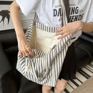 Bolsa de Mano de Lona Ecológica en Oferta, Bolsa de Hombro Plegable a Rayas para Mujer, Bolsa de Compras de Gran Capacidad para Verano, Bolsas de Lona Personalizadas - Product Image 4
