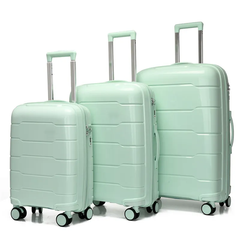 LC04 Customized 360 degree wheels trunk 3piece PP luggae case combination lock suitcase sets