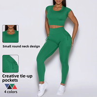Meilleures ventes : Ensemble 2 pièces de leggings de yoga taille haute, respirants, sculptants, effet fessier galbant et push-up, avec coussinets intégrés