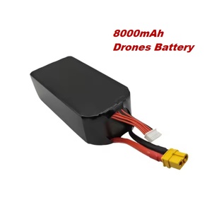 Batterie LiPo 8000mAh noire rectangulaire pour drones, connecteur XT60, pack de batteries pour drones FPV - Product Image 1