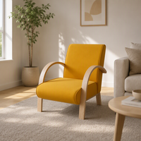 Chaise de salon en bois massif de style moderne avec revêtement en tissu de lin, fauteuil paresseux populaire pour salon – Offre spéciale